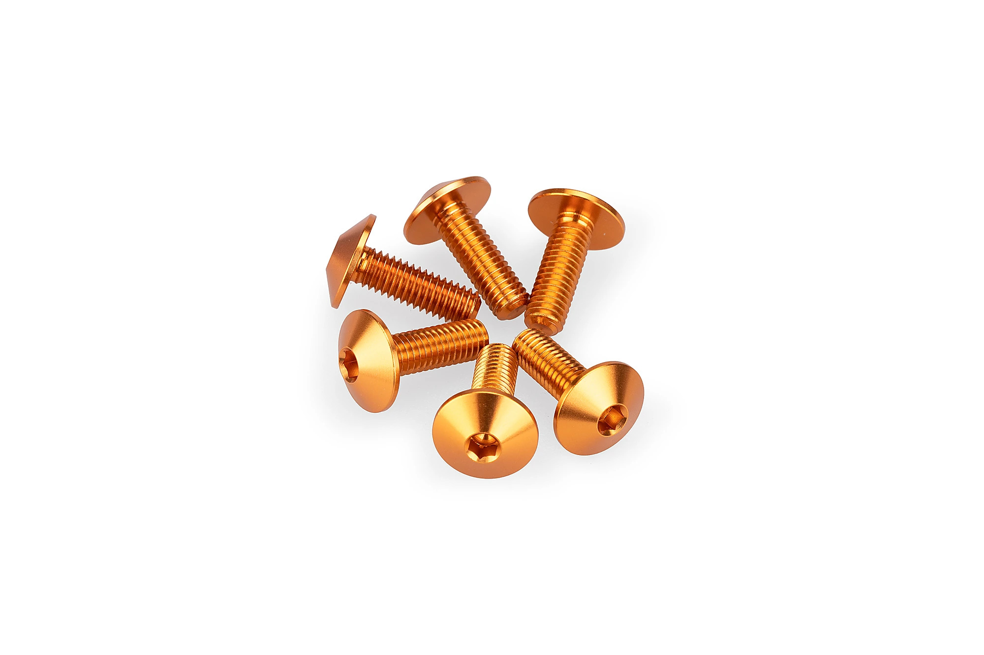 Kit Visserie Carénage Puig En Aluminium Anodisé Bulles Orange 6 Vis M5x15 Tête diamètre 11,8mm