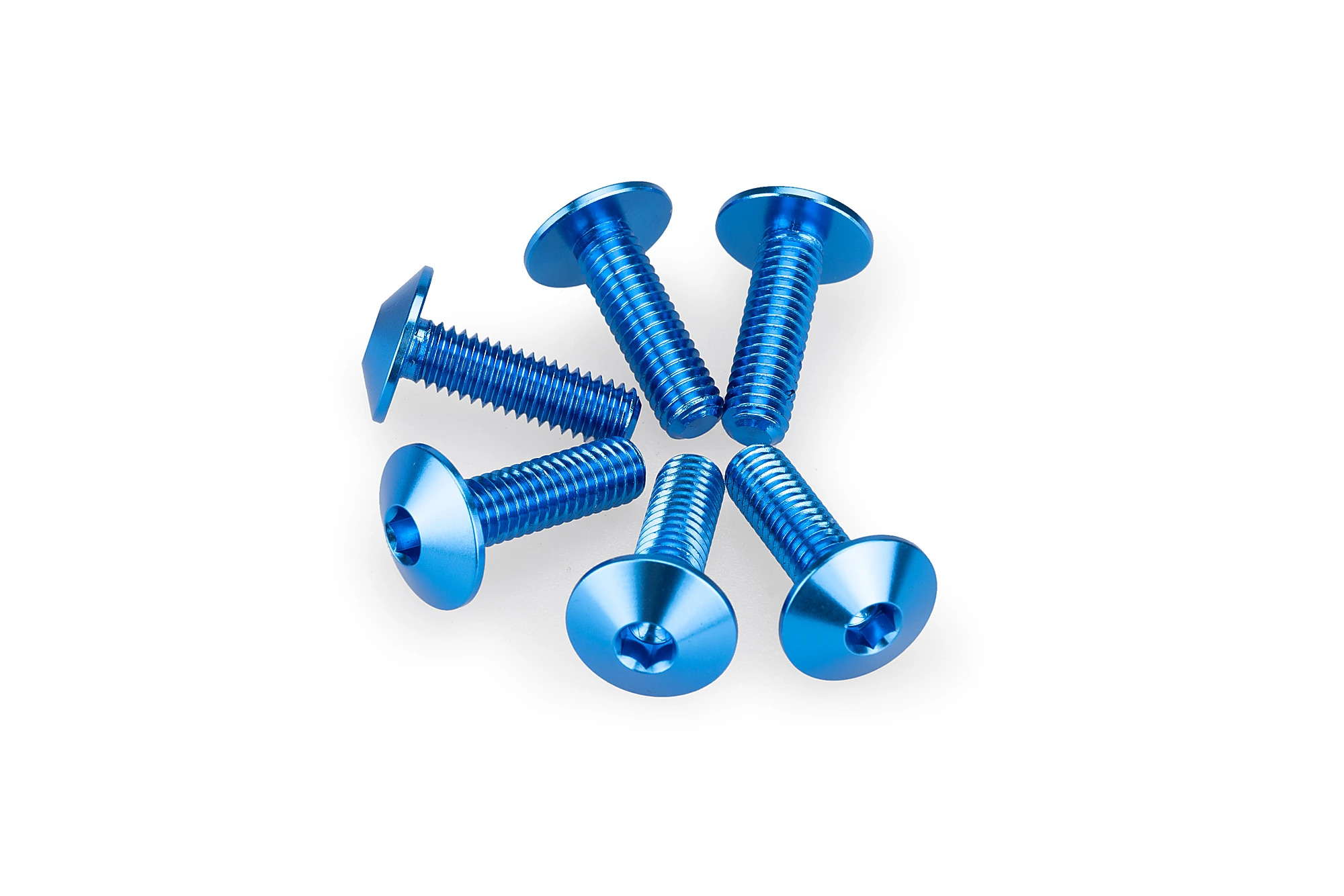 Kit Visserie Carénage Puig En Aluminium Anodisé Bulles Bleu 6 Vis M6x20 Tête diamètre 13,9mm