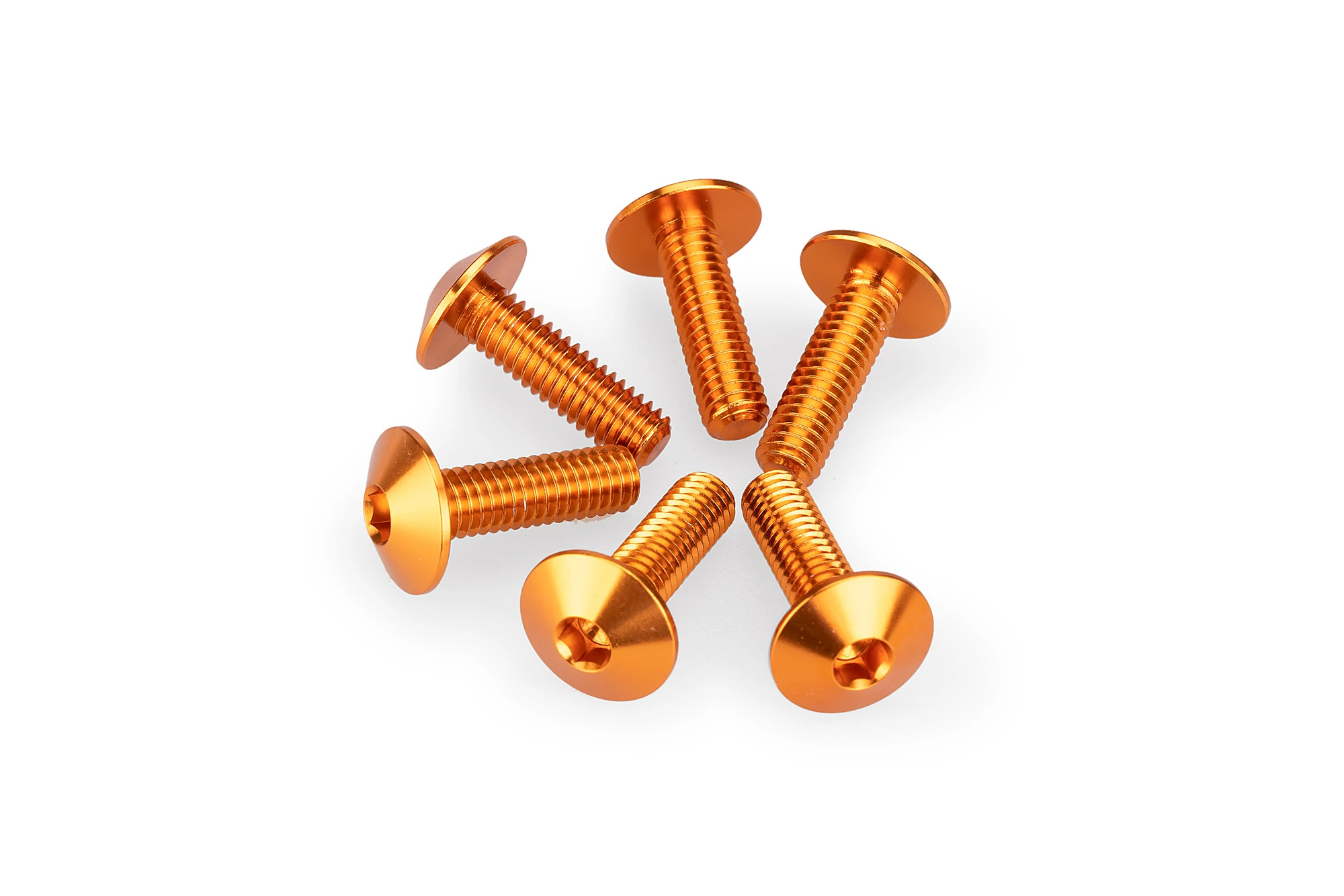 Kit Visserie Carénage Puig En Aluminium Anodisé Bulles Orange 6 Vis M6x20 Tête diamètre 13,9mm