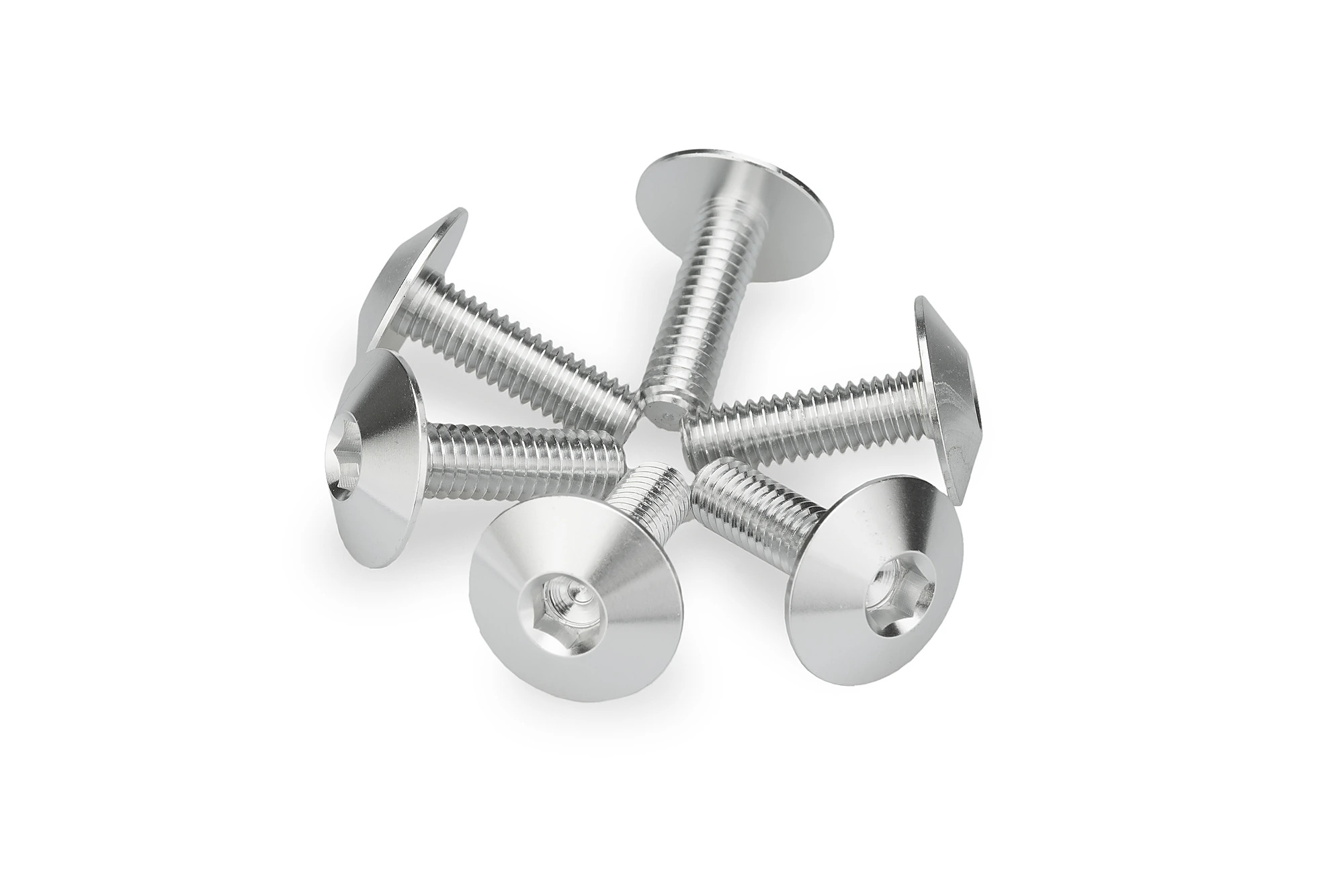 Kit Visserie Carénage Puig En Aluminium Anodisé Bulles Argent 6 Vis M6x20 Tête diamètre 16,8mm