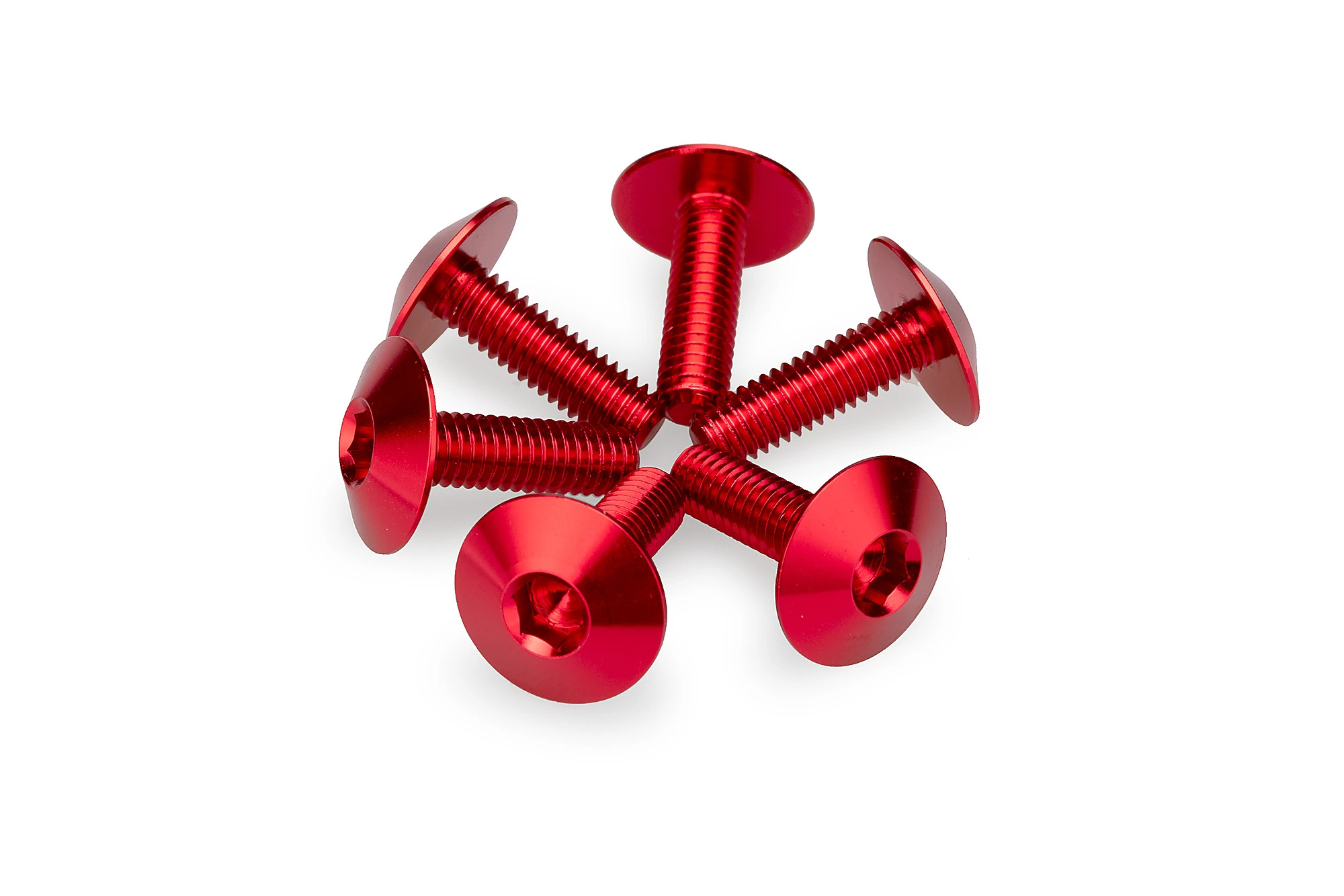 Kit Visserie Carénage Puig En Aluminium Anodisé Bulles Rouge 6 Vis M6x20 Tête diamètre 16,8mm