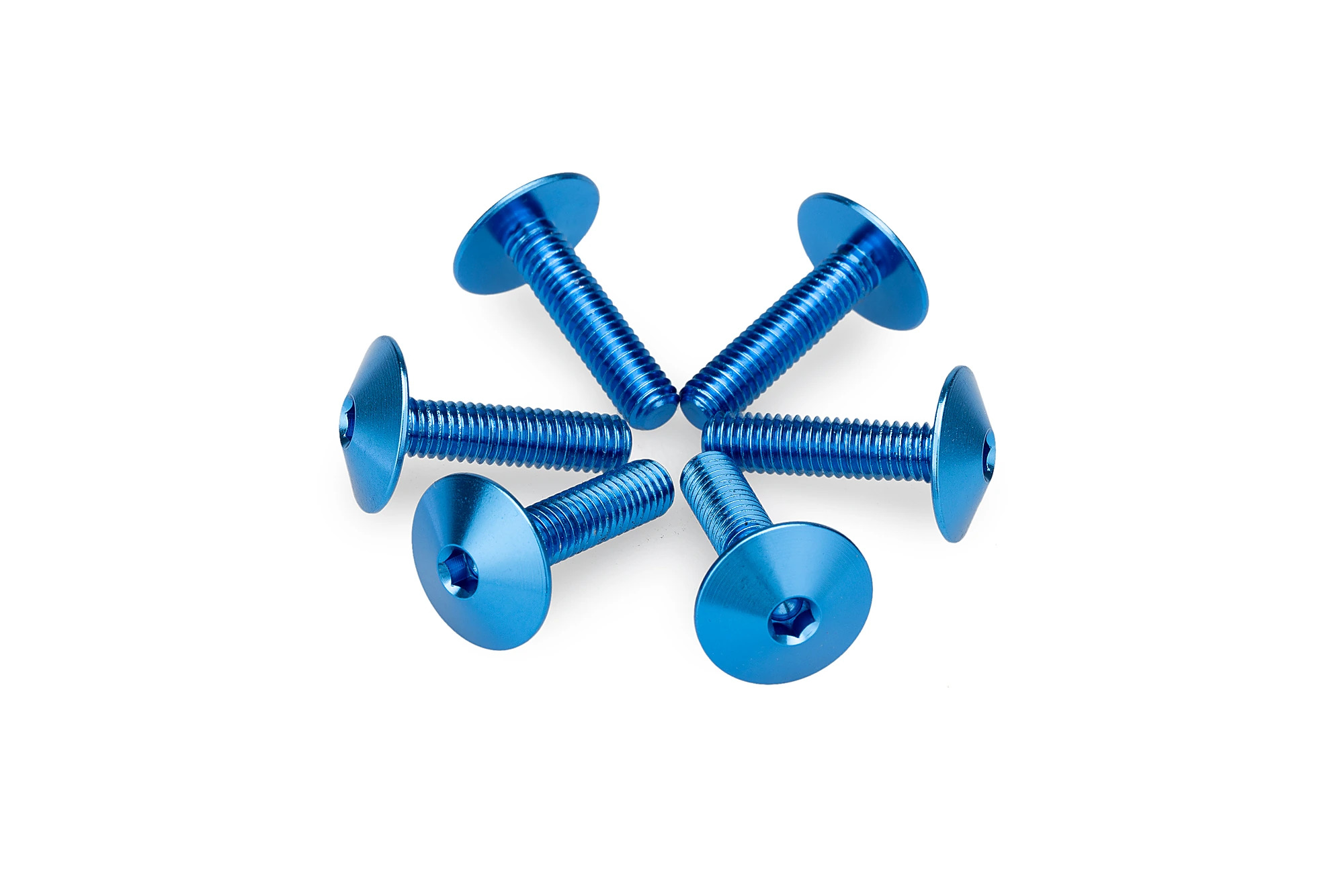 Kit Visserie Carénage Puig En Aluminium Anodisé Bulles Bleu 6 Vis M5x15 Tête diamètre 13,9mm
