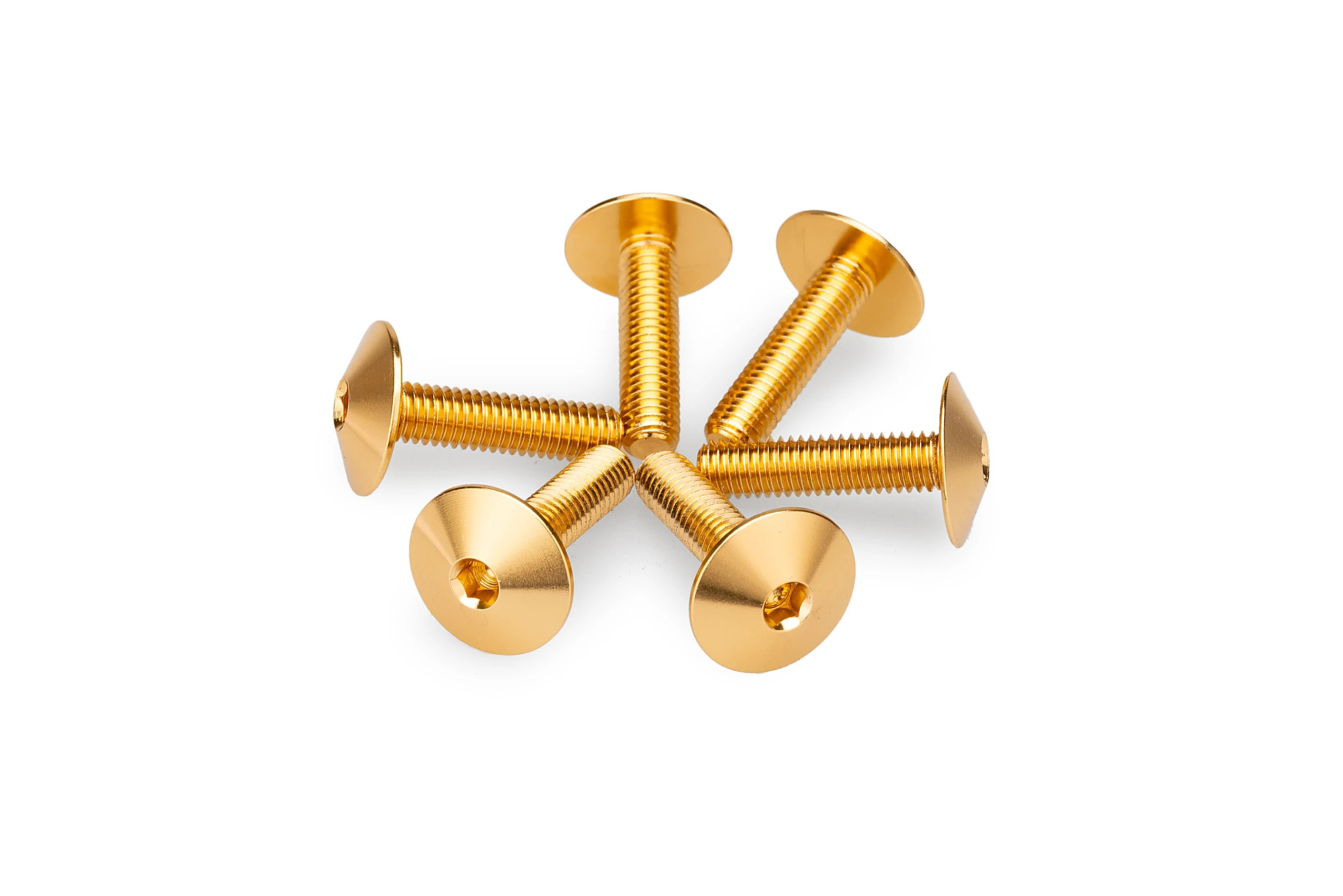 Kit Visserie Carénage Puig En Aluminium Anodisé Bulles Or 6 Vis M5x15 Tête diamètre 13,9mm