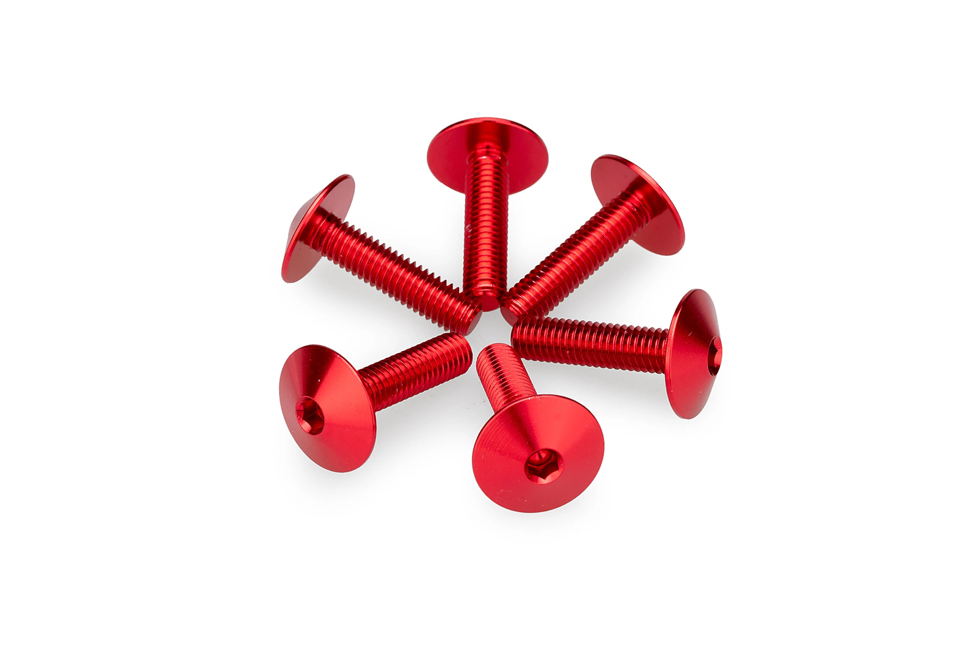Kit Visserie Carénage Puig En Aluminium Anodisé Bulles Rouge 6 Vis M5x15 Tête diamètre 13,9mm