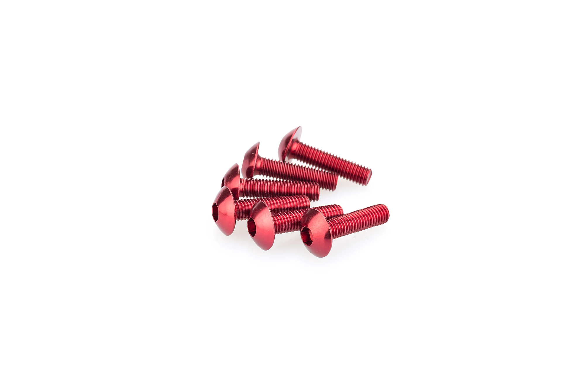 Kit Visserie Carénage Puig En Aluminium Anodisé Rouge Blister 6 vis bombé M5x20mm