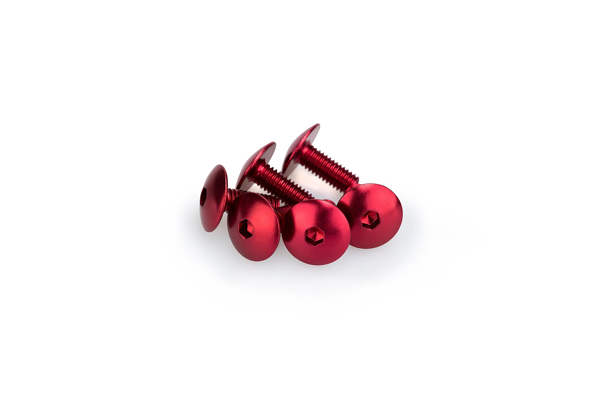 Kit Visserie Carénage Puig En Aluminium Anodisé Rouge Blister 6 vis bombé M6x15mm