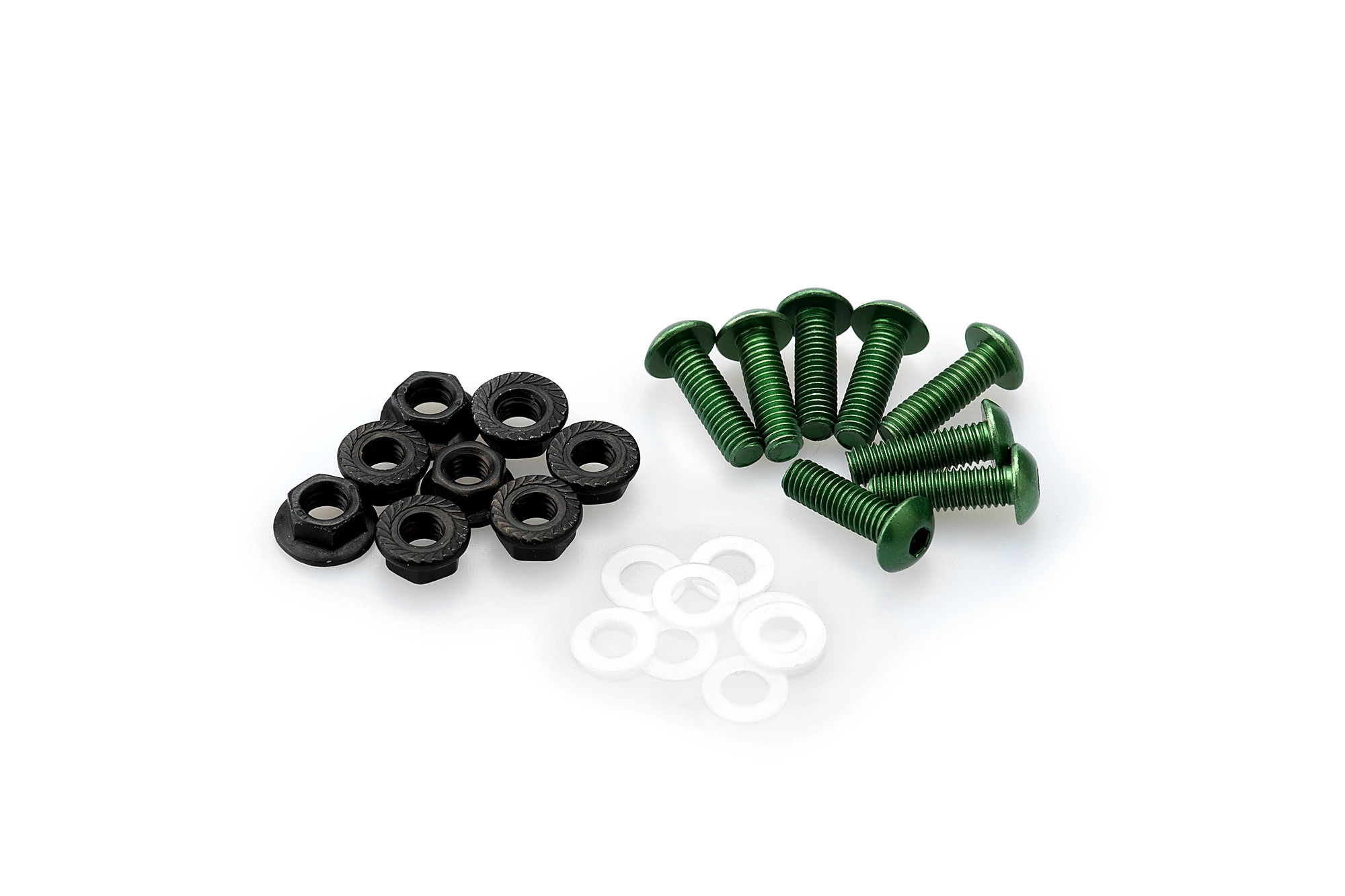 Kit Visserie Carénage Puig En Aluminium Anodisé Bulles Vert BLISTER 6 VIS M5 ECROUS
