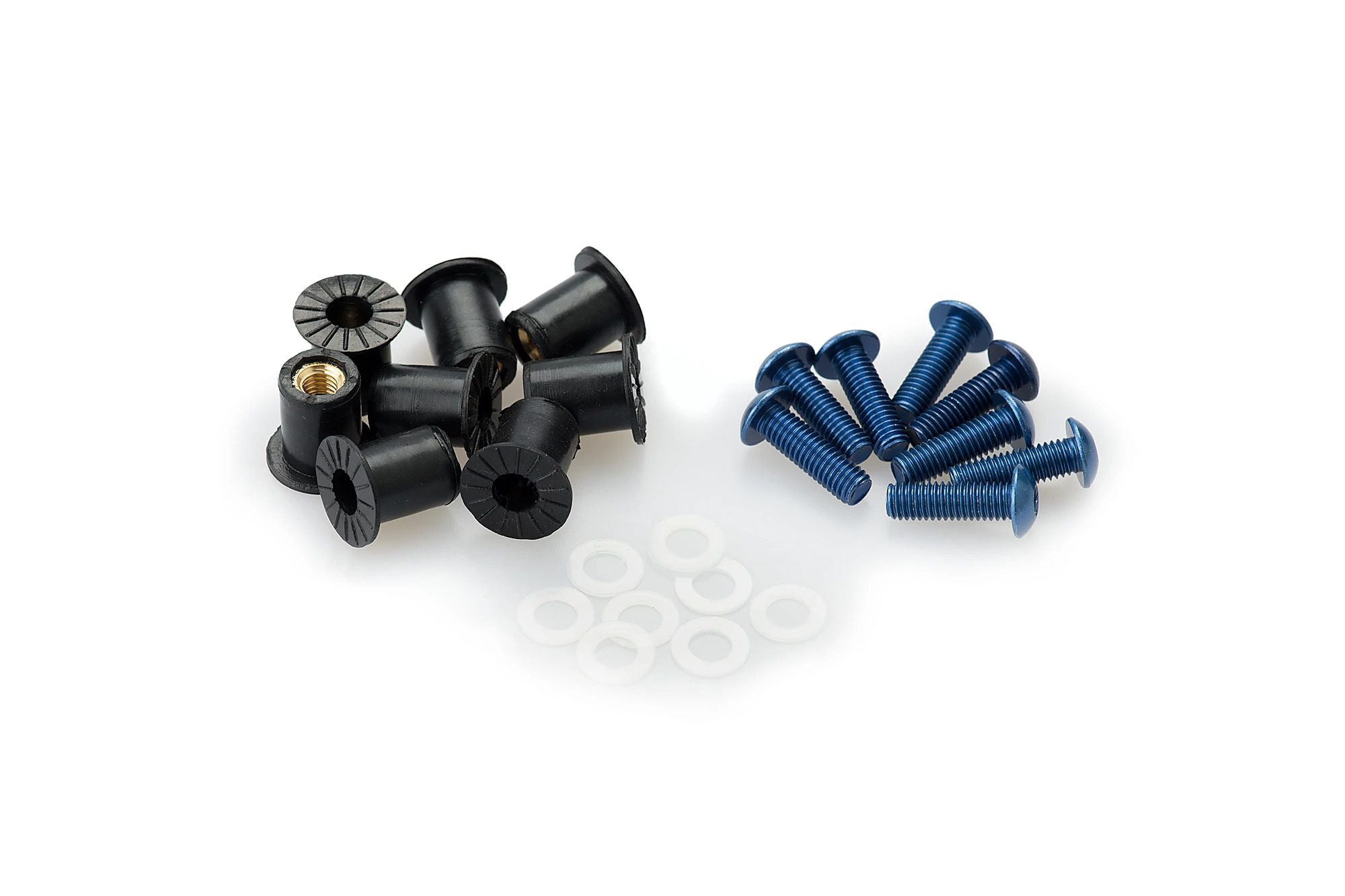 Kit Visserie Carénage Puig En Aluminium Anodisé Bulles Bleu BLISTER 6 VIS M5