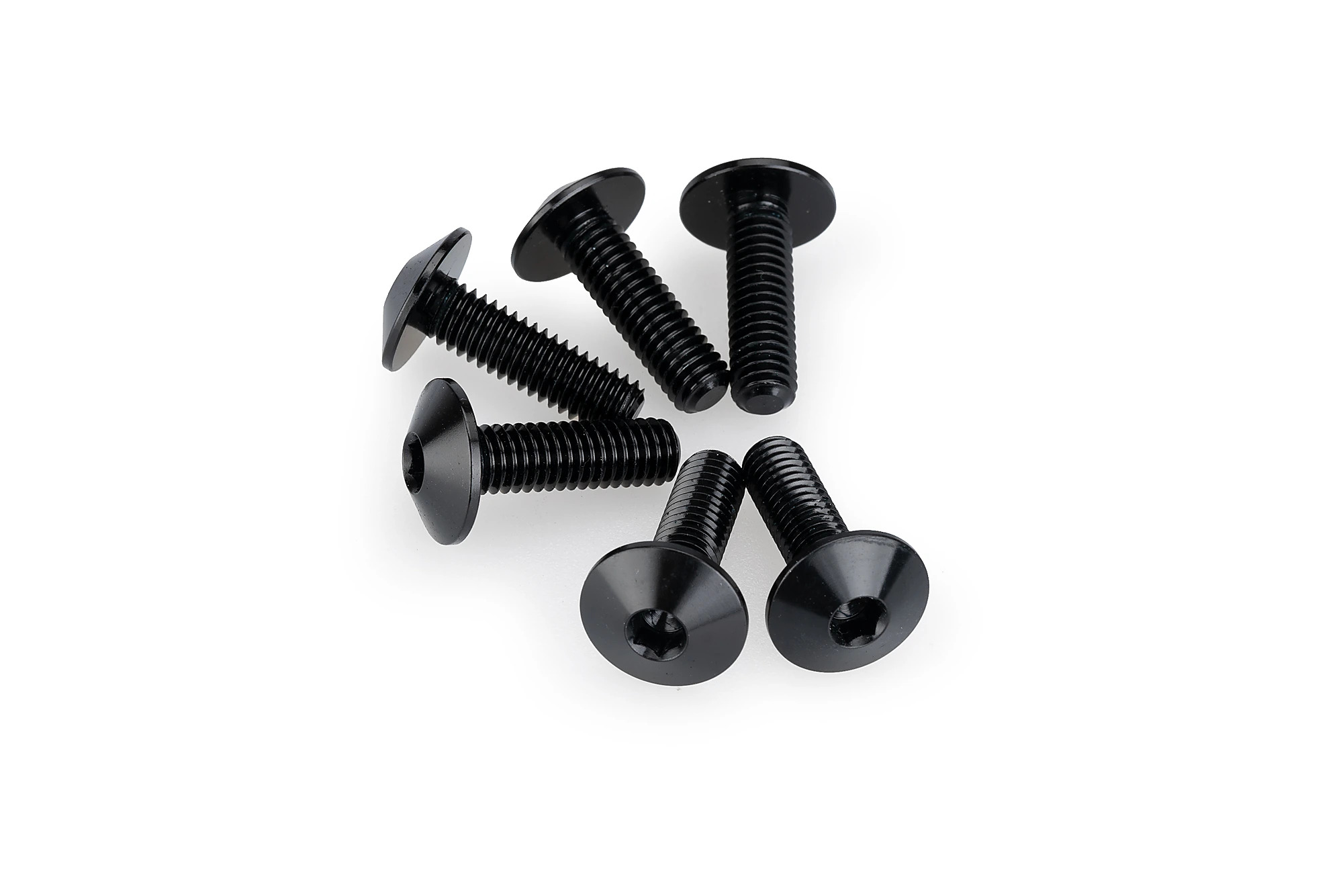 Kit Visserie Carénage Puig En Aluminium Anodisé Bulles Noire 6 Vis M6x20 Tête diamètre 13,9mm