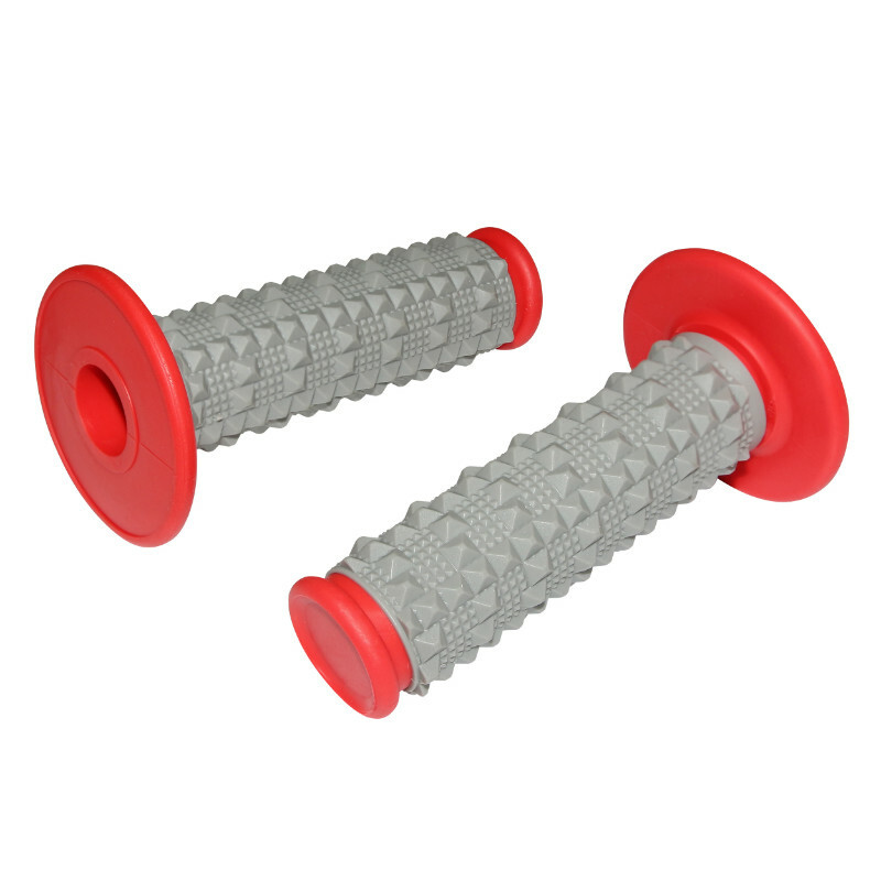 Poignées de guidon Replay MOTO OFF ROAD COBBLESTONE GRIS - ROUGE CLOSED END 115mm PAIRE