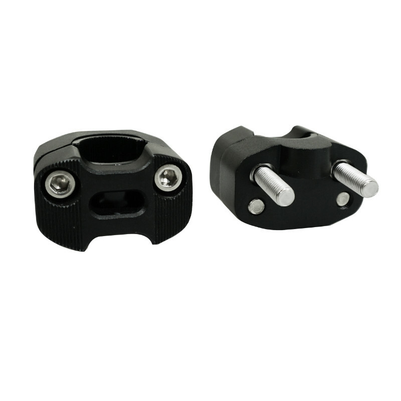 Pontet de guidon Replay UNIVERSEL OVERSIZE ALU DIAM 28,6mm - 22,2mm ENTRAXE 38mm VIS INOX M7 H40 x L55 l35 mm PAIRE