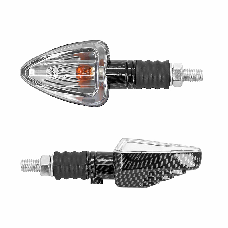 Clignotant Replay UNIVERSEL MINI TRIANGLE A AMPOULE BA9S TRANSPARENT - CARBONE L 83mm - H 37mm 28mm PAIRE