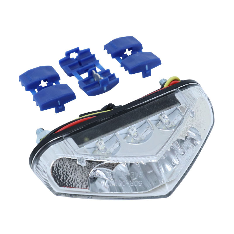 Feux arrière Replay FEU 50 A BOITE - MOTO TRIANGLE BLANC LEDS PLAQUE 6 ROUGES 3 BLANCHES LONGUEUR CABLE 28,5 cm HOMOLOGUE CE