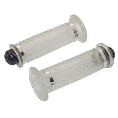 Poignées de guidon Replay SCOOTER - 50 A BOITE DOME TRANSPARENT - CARBONE CLOSED END PAIRE