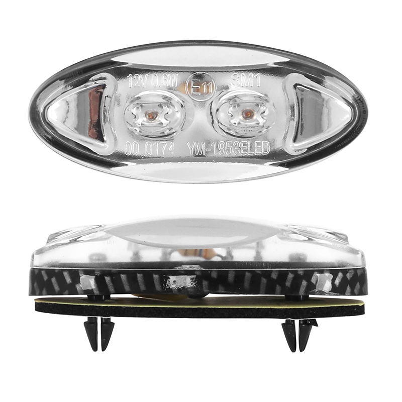 Clignotant Replay UNIVERSEL MINI OVALE 2 LEDS TRANSPARENT - CARBONE L 60mm - H 25mm 15mm HOMOLOGUE CE PAIRE