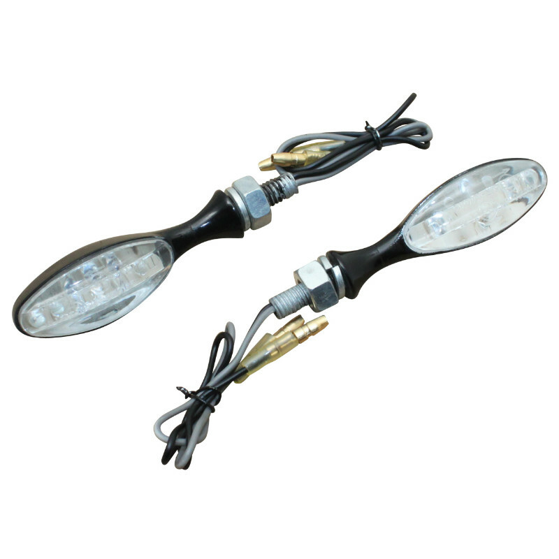 Clignotant Replay UNIVERSEL MINI OVALE 9 LEDS TRANSPARENT - CORPS ZAMAC L 65mm - H 20mm 21mm HOMOLOGUE CE PAIRE