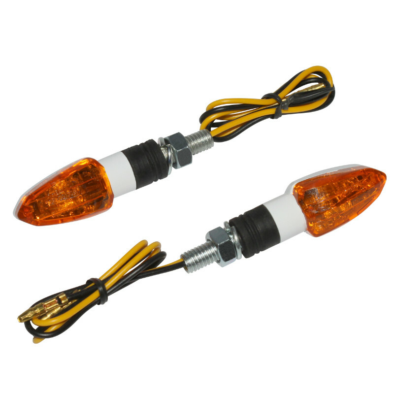 Clignotant Replay UNIVERSEL MICRO FLECHE A AMPOULE ORANGE - BLANC L 54mm - H 20mm 22mm HOMOLOGUE CE PAIRE