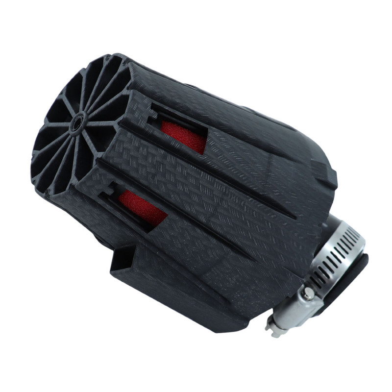 Filtre à air Replay E5 BOX CARBONE MAT MOUSSE ROUGE FIXATION COUDE 45 DIAM 35 - 28