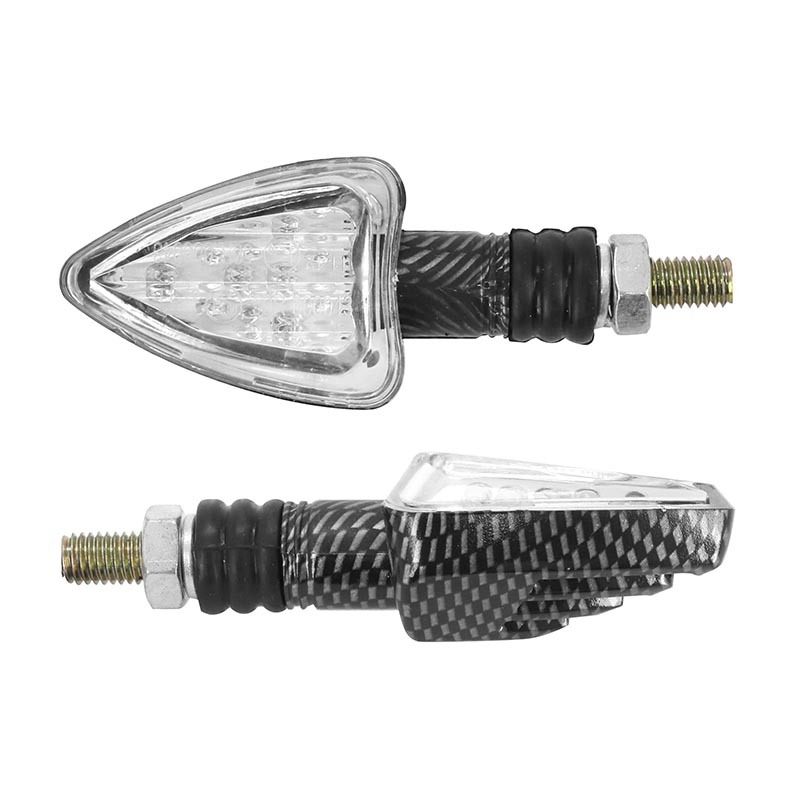 Clignotant Replay UNIVERSEL MINI TRIANGLE 13 LEDS TRANSPARENT - CARBONE L 78mm - H 37mm 28mm HOMOLOGUE CE PAIRE