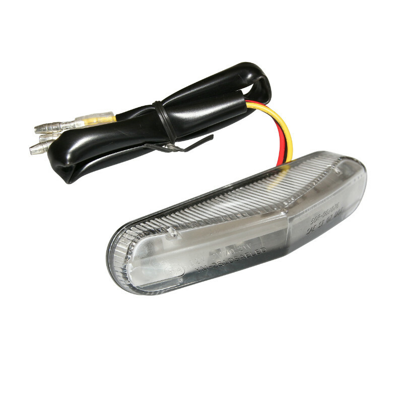 Feux arrière Replay FEU 50 A BOITE - MOTO TRIANGLE LUXE TRANSPARENT LEDS STOP PLAQUE HOMOLOGUE CE