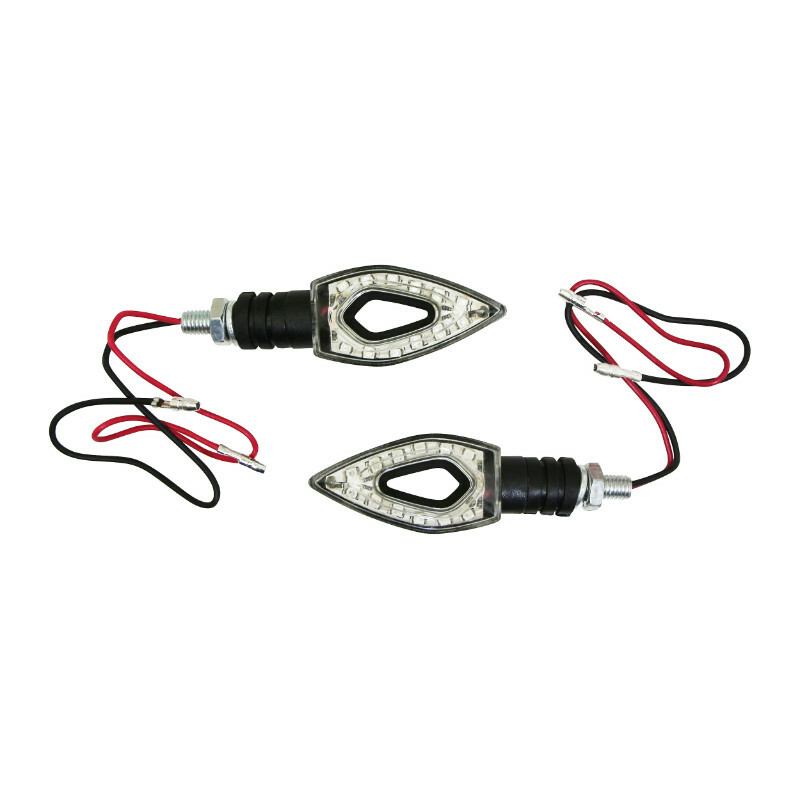 Clignotant Replay UNIVERSEL HOLED ARROW 12 LEDS BASE ABS TRANSPARENT MAT L 82mm - H 30mm 14mm PAIRE