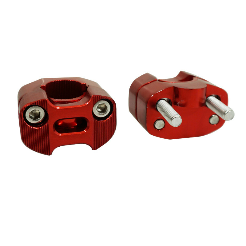 Pontet de guidon Replay UNIVERSEL OVERSIZE ALU DIAM 28,6mm - 22,2mm ENTRAXE 38mm ROUGE VIS INOX M7 H40 x L55 l35 mm PAIRE