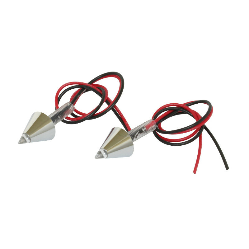 Eclairage de plaque Replay IMMATRICULATION A LEDS CONIQUE CHROME DIAM 4mm 1 LED ROUGE PAIRE