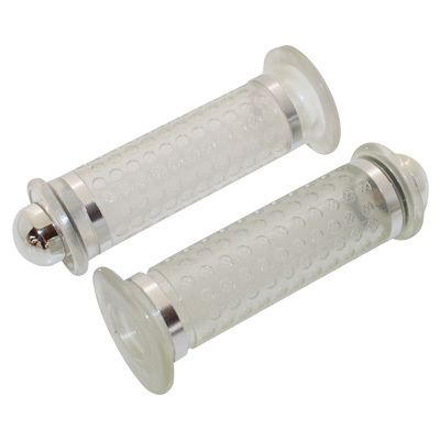 Poignées de guidon Replay SCOOTER - 50 A BOITE DOME TRANSPARENT - CHROME CLOSED END PAIRE