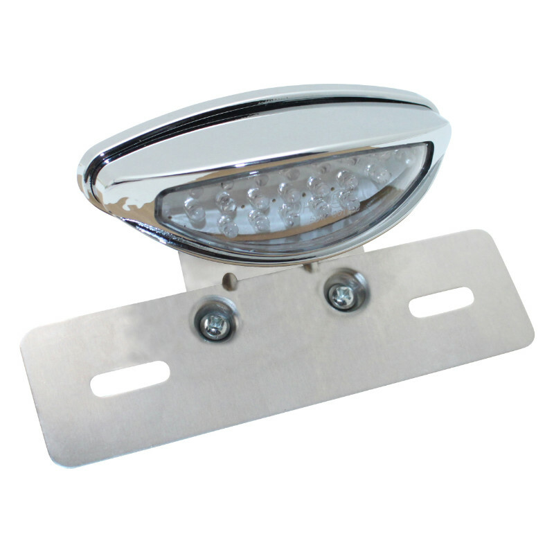 Feux arrière Replay FEU 50 A BOITE SUR PLATINE OVALE TRANSPARENT - CHROME LEDS 32 ROUGES - 4 BLANCHES HOMOLOGUE CE