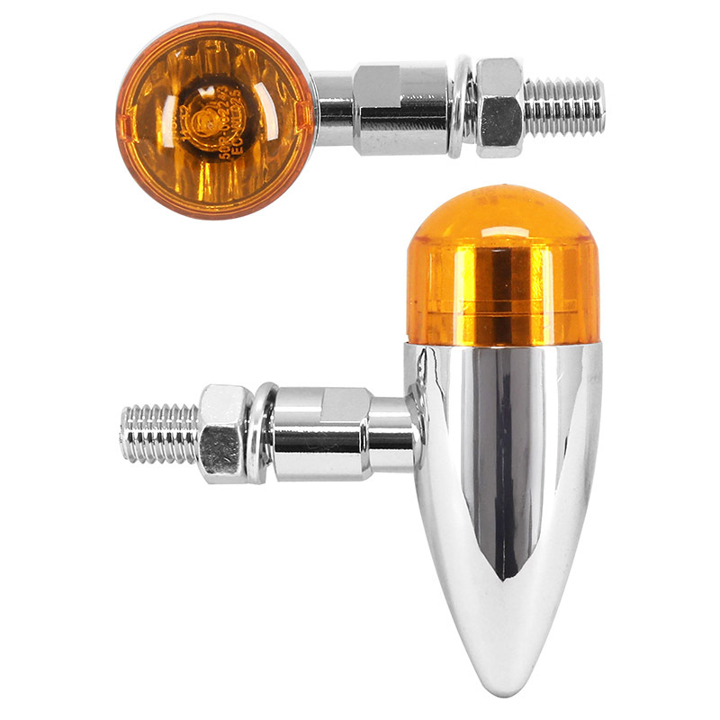 Clignotant Replay UNIVERSEL VINTAGE METAL A AMPOULE BAU9S ORANGE - CHROME DIAM 25mm PAIRE HOMOLOGUE CE