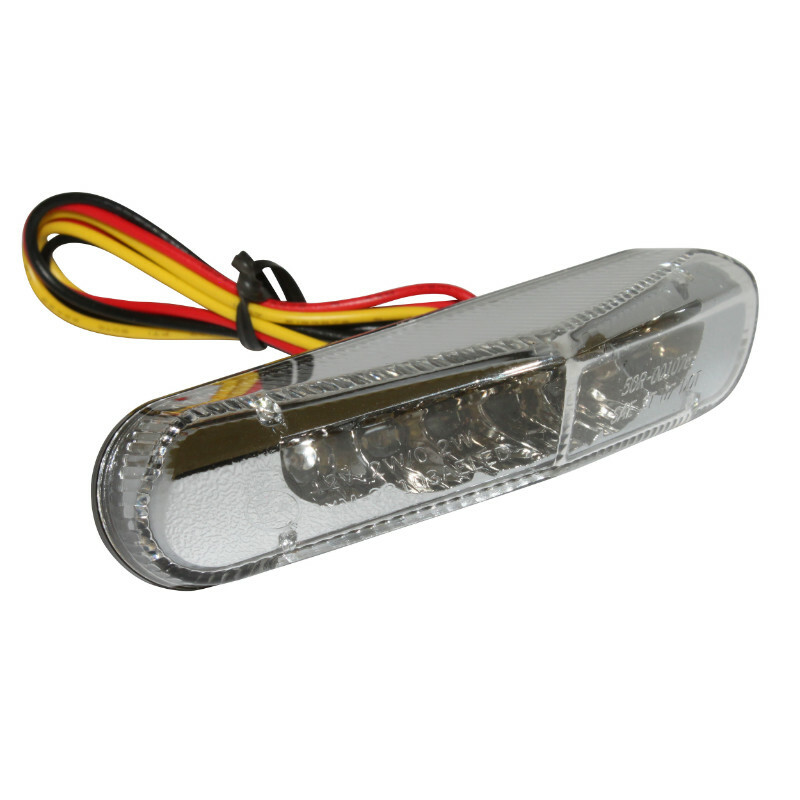 Feux arrière Replay FEU 50 A BOITE - MOTO TRIANGLE TRANSPARENT LEDS SANS PLAQUE 6 ROUGES HOMOLOGUE CE