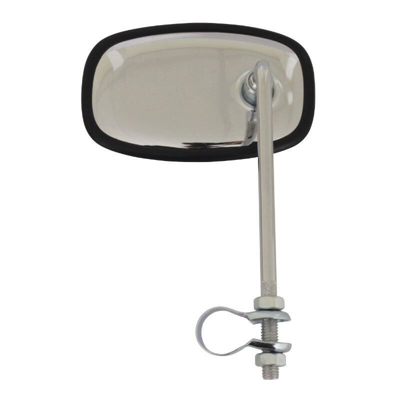 Rétroviseur Replay UNIVERSEL VINTAGE RECTANGLE ACIER CHROME REVERSIBLE H111mm,L66mm DIAM COLLIER 22mm