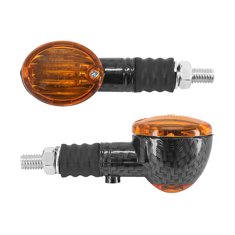 Clignotant Replay UNIVERSEL MICRO OVALE A AMPOULE BA9S ORANGE - CARBONE TEMOIN BASE COURTE L 70mm - H 30mm 36mm HOMOLOGUE CE PAIRE