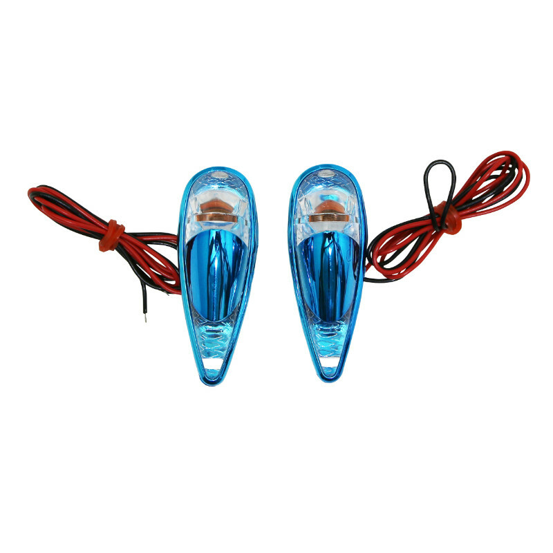 Clignotant Replay DECO GOUTTE EAU FENDER TRANSPARENT - BLEU AMPOULE ORANGE L 62mm - H 18mm 22mm PAIRE