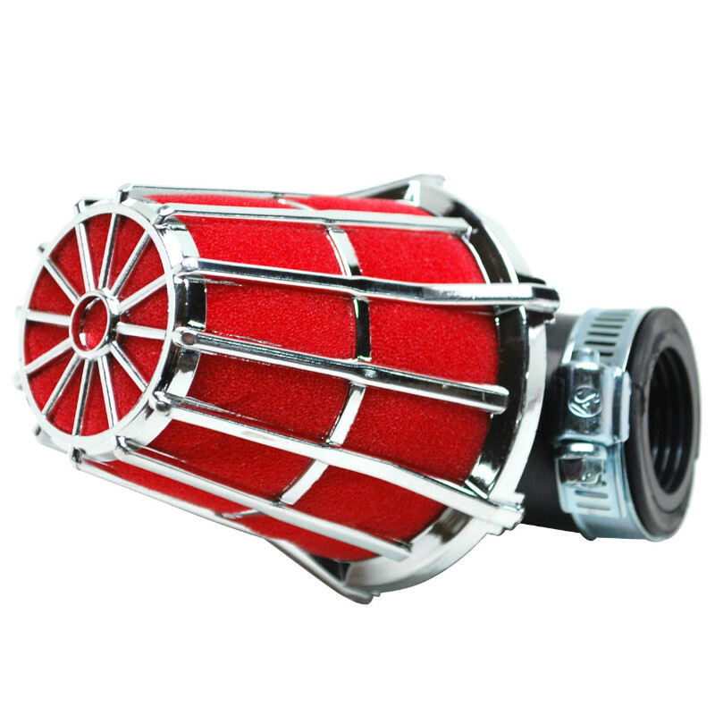 Filtre à air Replay HEXAGONAL CHROME MOUSSE ROUGE FIXATION COUDE 90 DIAM 35 - 28