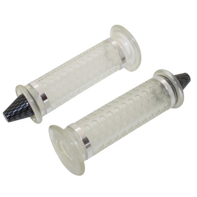 Poignées de guidon Replay SCOOTER - 50 A BOITE CONE TRANSPARENT - CARBONE CLOSED END PAIRE