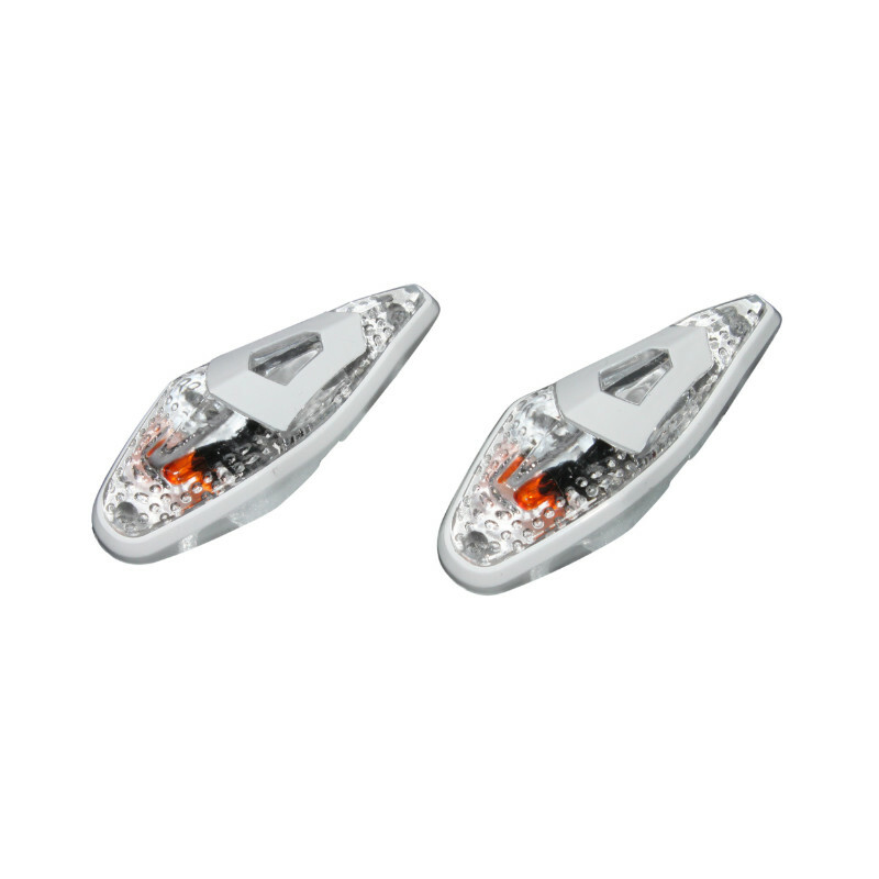 Clignotant Replay DECO GOUTTE EAU WING TRANSPARENT - BLANC AMPOULE ORANGE L 62mm - H 23mm 18mm PAIRE