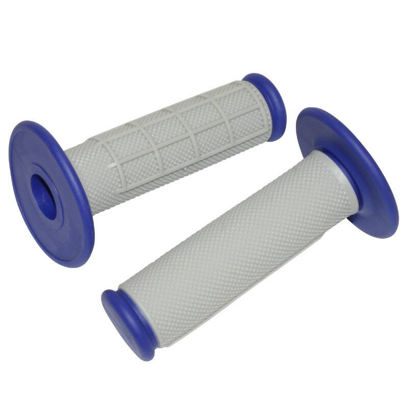 Poignées de guidon Replay OFF ROAD CROSS KRATON GRIS - BLEU 115mm - CLOSED END PAIRE