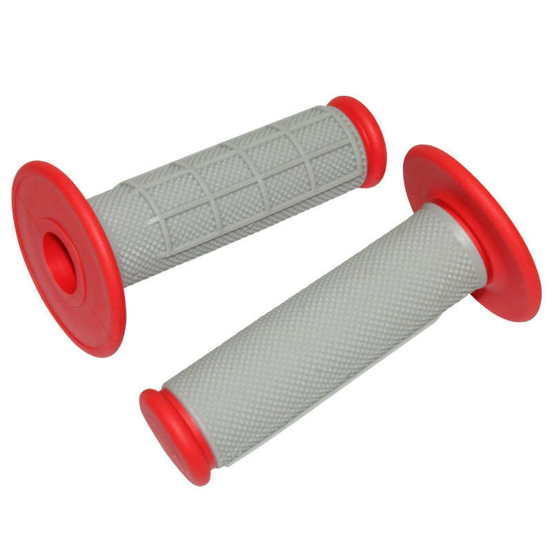Poignées de guidon Replay OFF ROAD CROSS KRATON GRIS - ROUGE 115mm - CLOSED END PAIRE