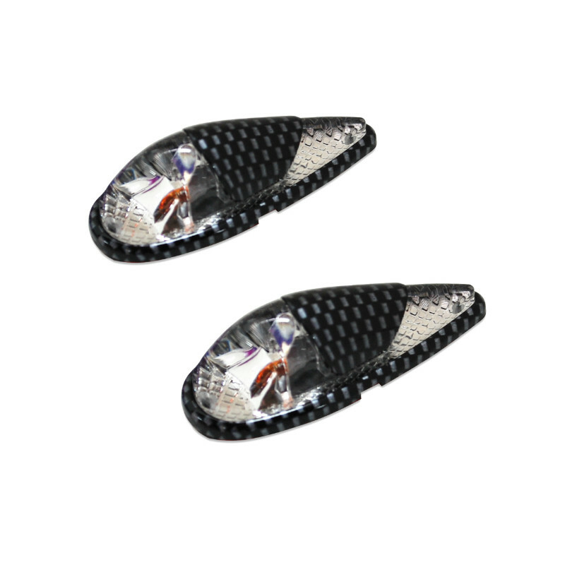 Clignotant Replay DECO GOUTTE EAU FENDER TRANSPARENT - CARBONE AMPOULE ORANGE L 62mm - H 23mm 18mm PAIRE