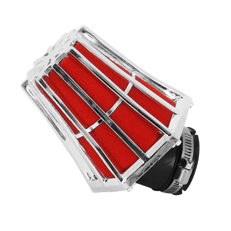 Filtre à air Replay HEXAGONAL CHROME MOUSSE ROUGE FIXATION COUDE 45 DIAM 35 - 28