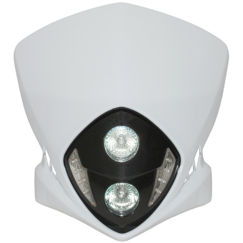Plaque phare Replay TETE FOURCHE 50 A BOITE UNIVERSEL DUKE BLANC LEDS BLANCHES HALOGENE 2x20W