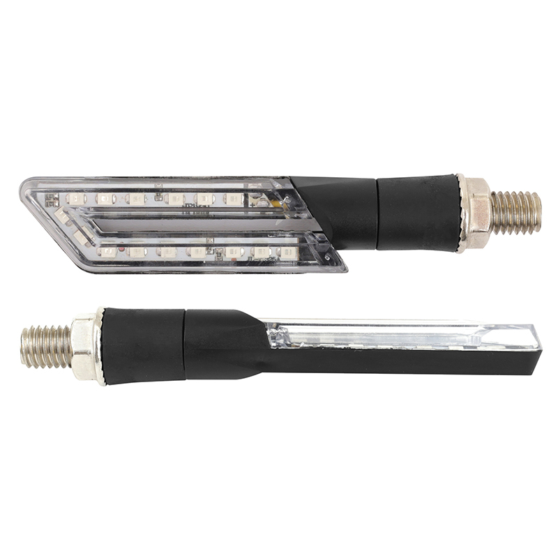 Clignotant Replay UNIVERSEL U 15 LEDS TRANSPARENT - BASE COURTE 20 ORANGE L 110mm 21,5mm PAIRE