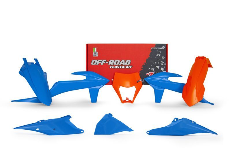 Kit plastiques Racetech orange/bleu