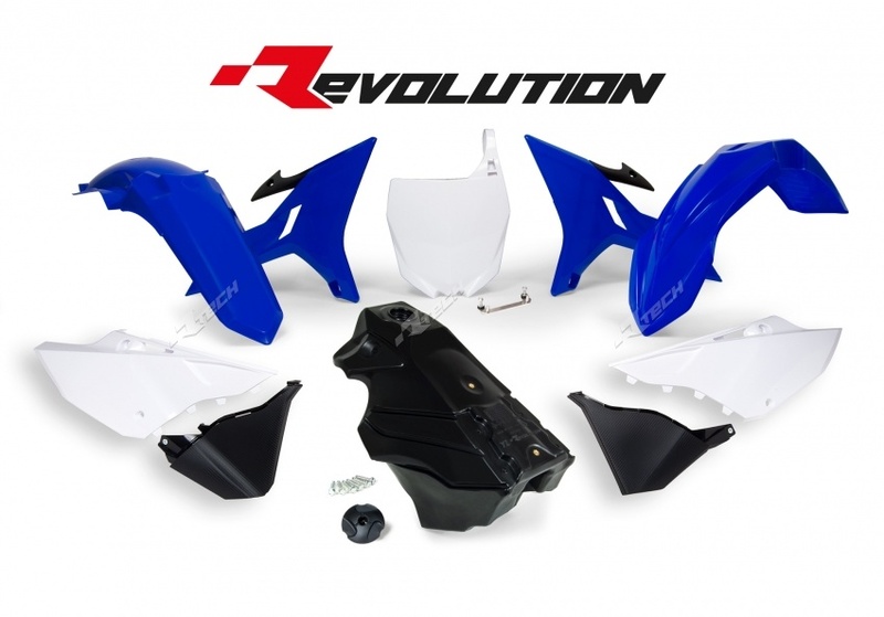 Kit plastiques Racetech Revolution + réservoir couleur origine bleu/blanc/noir