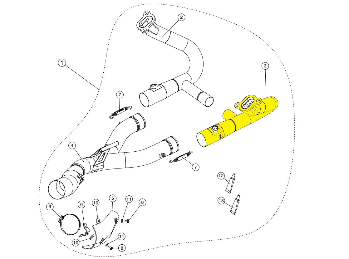 Collecteur Akrapovic Pièce rechange Remplacement