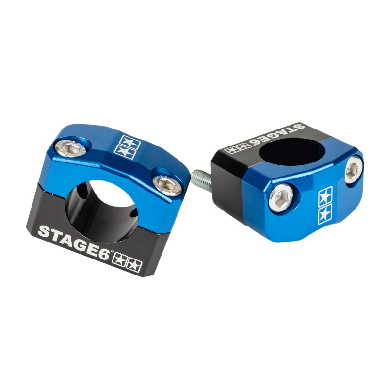 Pontet de guidon Stage 6 UNIVERSEL ALU CNC ADAPTATEUR DIAM 28,6 mm - BLEU PAIRE