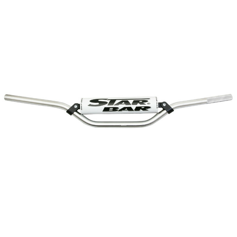 Guidon Star Bar MOTO CROSS MX - ENDURO ALU 2014 T6 DIAM 22,2mm L800mm H86mm ARGENT RENFORT - MOUSSE BLANCHE