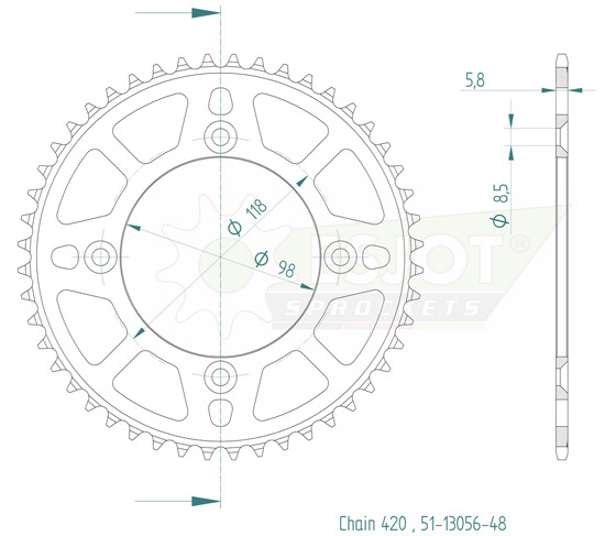 Couronne SuperProx Noir 48 dents