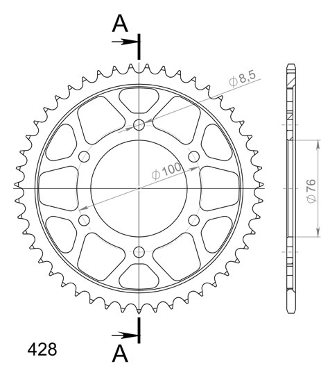 Couronne SuperProx acier RFE - 1844 43 - BLK - Black 43 dents
